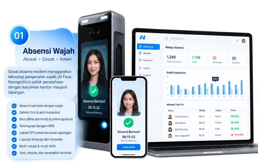 Tampilan aplikasi Absensi Wajah Nala